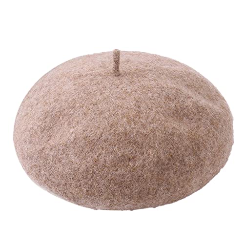 Gorro de lana para mujer, color sólido, ajustable, boina de lana cálida en otoño e invierno, gorro ligero para mujer, I, Talla única