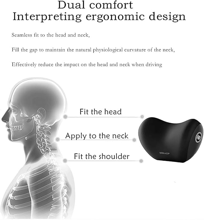 Image of New Car Neck Pillow Car Seat Back Head Rest Memory Foam Pillow for Driving with Adjustable Strap Removable Breathable Cover Neck Pain Relief for Long Drive (Pack of 1) (Grey)