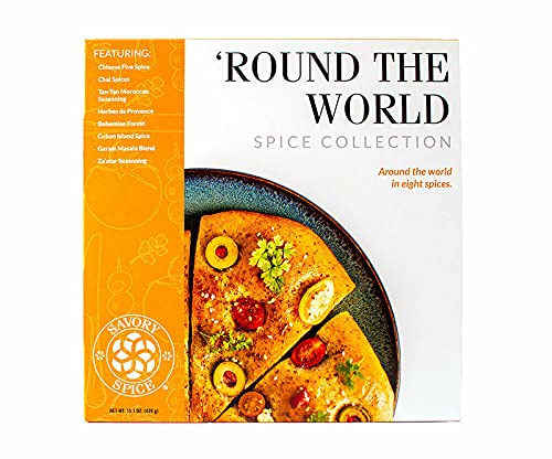 Savory Spice 'Round the World Spice Collection | 8-Jar Gift Set of International Spices & Seasonings - Includes (8) Global, Unique & Exotic Spices from Around the World