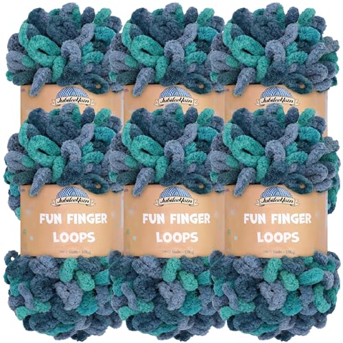JubileeYarn Fun Finger Loops Yarn Poseidon 100g/Skein 6 Skeins