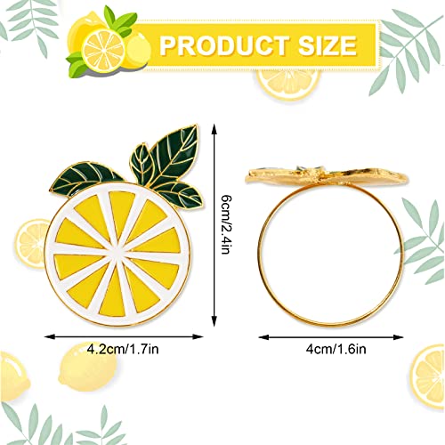 Whaline W4523 6Pcs Lemon Napkin Rings Metal Lemon Napkin Holder Farmhouse Gold Fruit Napkin Buckle thumb #1