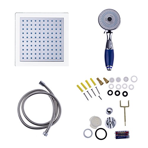 AKDY 52 Inch Tempered Glass Shower Panel Rainfall Adjustable Shower Head Temperature Display 4-Spray Function Handheld ShowerHead tub spout (Mirror Silver)