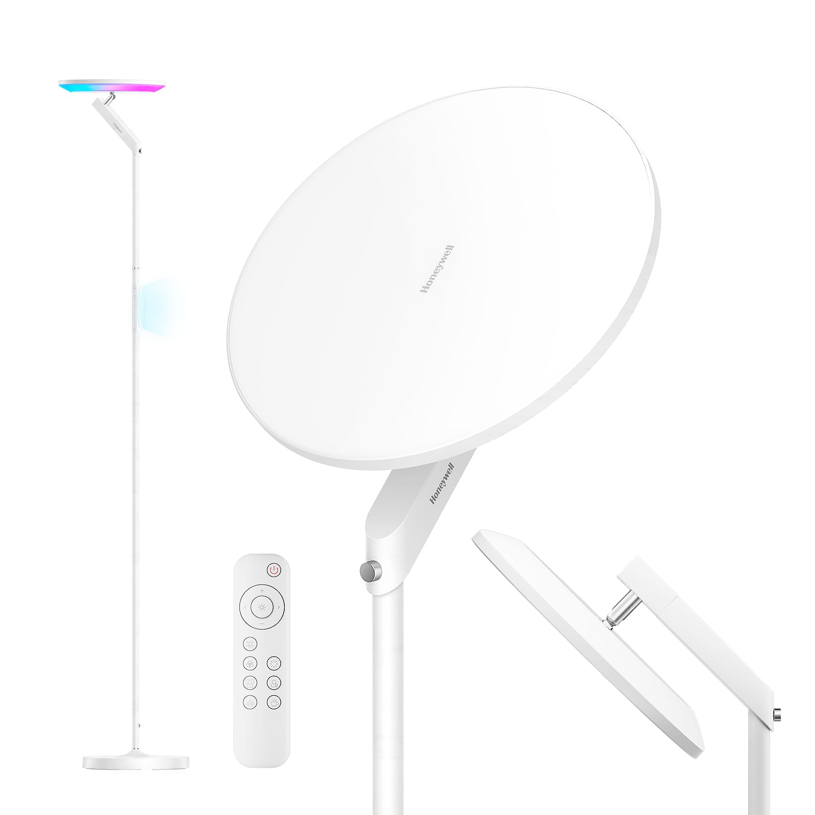 Honeywell Lampada da terra a LED - F2 Sunturalux™ Torchiere con telecomando, 40W/3000LM Max, 2700K-5700K, 7 livelli dimmerabile, 6 modalità RGB per soggiorno, camera