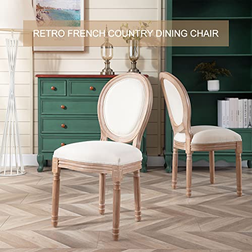 Virabit French Country Dining Chairs Set Of 2, Vintage Louis Chairs With Curved Backrest And Beautifully Carved Solid Wood Frame Farmhouse Dining Chairs For Living Room, Kitchen, Restaurant #TOP5