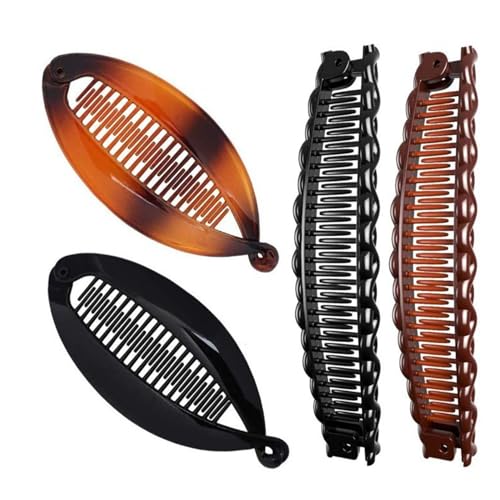4 Pezzi Mollette Capelli Donna,accessori Capelli,fermaglio per Capelli a Banana,Hair Clips,Fermagli per Capelli a Banana Retrò,Pinze a Coda di Pesce Ragazze per Sport,Vita Quotidiana,Lavoro