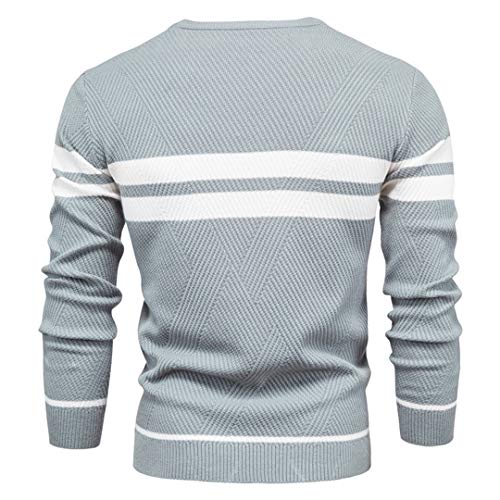 Men's Autumn Pullover Sweater O-Neck Patchwork Long Sleeve Warm Slim Sweaters3