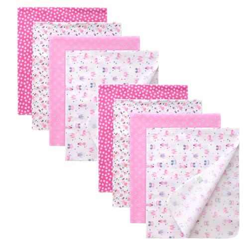 Image of Gina Era Cotton Flannel Receiving Blankets Baby 8 Pcs, Baby Swaddle Blankets, Baby Flannel Blanket 30 X 30 Inch for Boy Girl (Style-13)