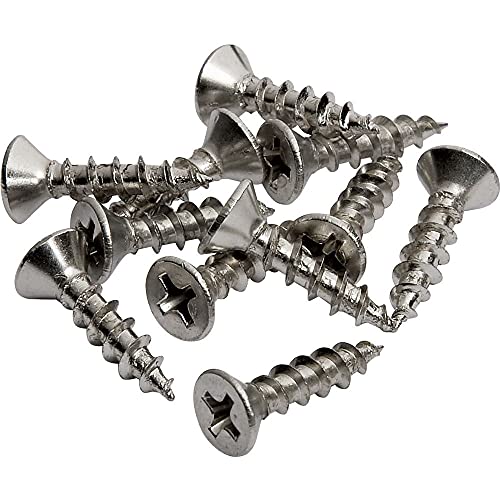 Desunia N.6 x 5/8inches Nickel Plated Flat Head Screws - N.2 Philips Drive - Ideal for Installation of Cabinet Hinge & Drawer Slides - 100 Screws