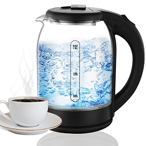 Wasserkocher, 2L Haushalt GroßE KapazitäT Automatische Abschaltung Glas Wasserkocher, Edelstahl Hohe Temperatur Kann Gekocht Werden Wasserkocher 1500w Leistung Cover
