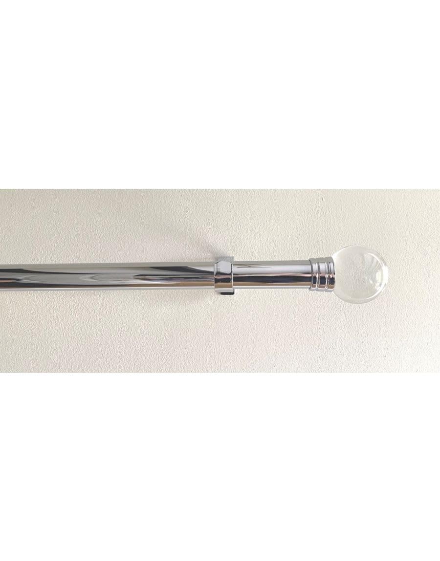 ABC Decor Eyelet Curtain Pole Clear Glass Ball Finial, Chrome, 300cm