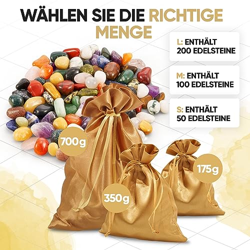 Bunter Edelstein Mix für Kinder | 50 Stück Trommelsteine für Schatzsuche | Halbedelstein Set