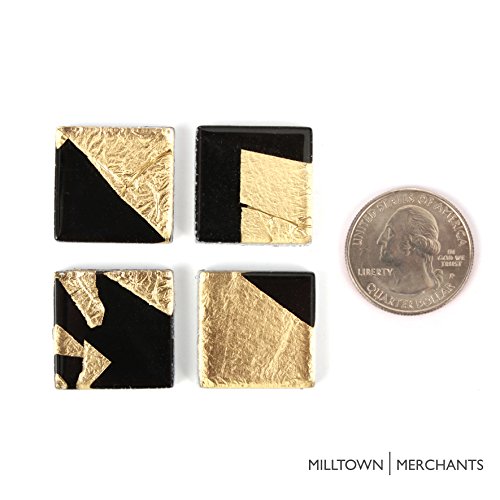 Milltown Merchants™ 3/4 Inch (20mm) Foil Mosaic Tile, 1 Pound (16 oz. Bag) (1 Pound, Black and Gold)