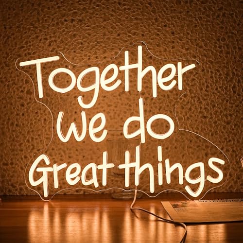 Image of Together We Do Great Things Neon Sign Dimmable Inspirational Neon Light Signs Wall Art Decor for School Home Office Positive Classroom Decor USB Neon Light 16.5 * 12.6 IN