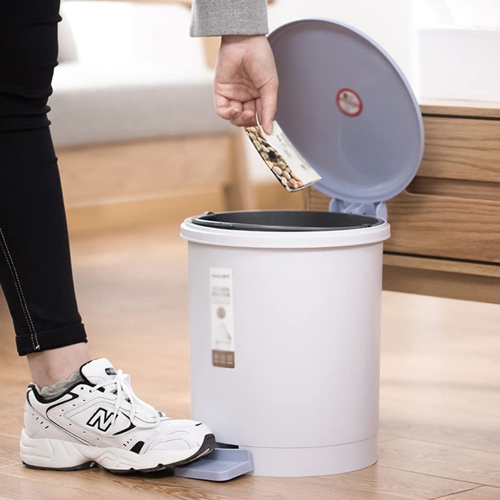 Cubo Basura Casa Pie en la Papelera de plástico con Tapa, 9.6 litros Basura for Sala Estar Cocina Baño Papelera Reciclaje
