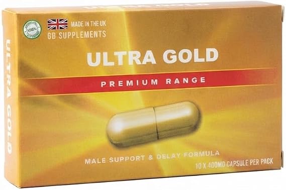 10 x 400mg NEW Advanced Formula - Ultra Gold Premium Male Support Capsules | 10 Capsules | Maca, Ginseng, Tribulus, Ashwagandha Blend | Stamina & Vitality Support | UK Manufactured