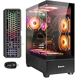 Evounic Gaming PC Desktop, Ryzen 5 3500X,RX6600 XT Graphics,16GB RAM,512GB NVMe SSD,1TB HDD,Wi-Fi6,BT 5.4,650W PSU,Windows 11,VR Ready,RGB Keyboard & Mouse,Liquid Cooling PC
