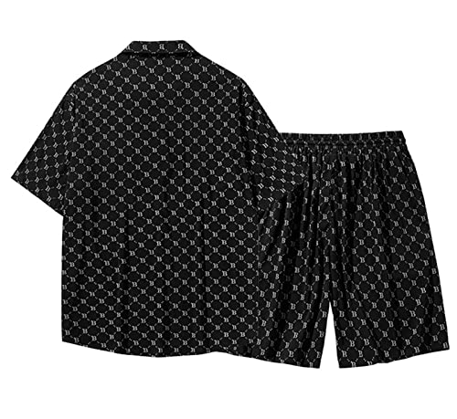 crazynekos Mens Outfit 2-Piece Set Casual Short Sleeve Shirts Pants Sweatsuit Set Summer4