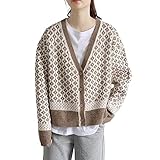 [1/2plus] [ニブンノイチプラス] カーディガン 柄 長袖 かっこいい トップス 羽織 前開き チェック おしゃれ レディース (柄ベージュ)