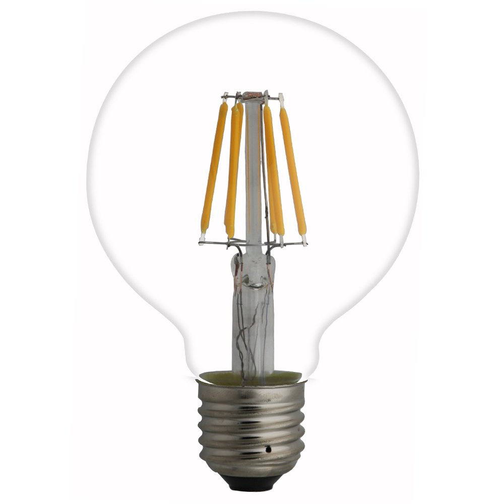 10 bombillas LED G80, globo G80, filamento vintage, 6 W, bombilla antigua Edison 6 W, blanco cálido 2200 K, 500 lm, 220 V CA, no regulable, bombilla de 45 W equivalente