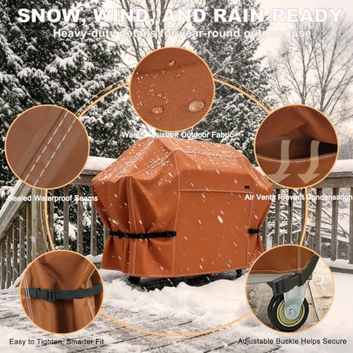 NettyPro Grill Cover for Outdoor Grill 60 inch Waterproof Heavy Duty Gas BBQ Cover for Outside Weber, Char-Broil, Brinkmann, Jenn Air, Nexgrill 3-4 Burners Barbecue, Brown by NettyPro - Used condition - Image 3