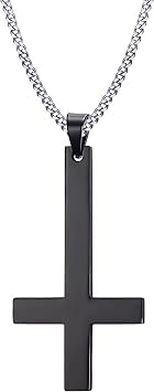 ausuky Stainless Steel Upside Down St. Peters Cross Necklace Pendant