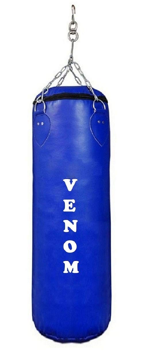 VENOM Synthetic Leather Blue Color, Punching Bag / Boxing Bag / MMA Bag / Kickboxing Bag / Muay Thai Bag / Takewondo Bag / Judo Bag / Marshal Arts Bag / Karate Bag / Wosho Bag / Punching Bag / Gym Bag / Sand Bag / Kick Bag / Professional Training Bag / Professional Coaching Bag / Fitness Bag / Sports Bag / Gym Bag / Carry Bag / Home Gym Bag with Hanging Chain