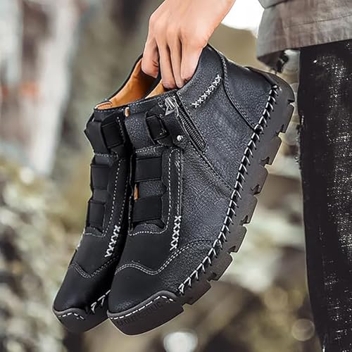 Matufit Shoes for Men, Men's Genuine Leather Waterproof Non-Slip Fashion Able Orthopedic Shoes, Zip Slip-On Flats2