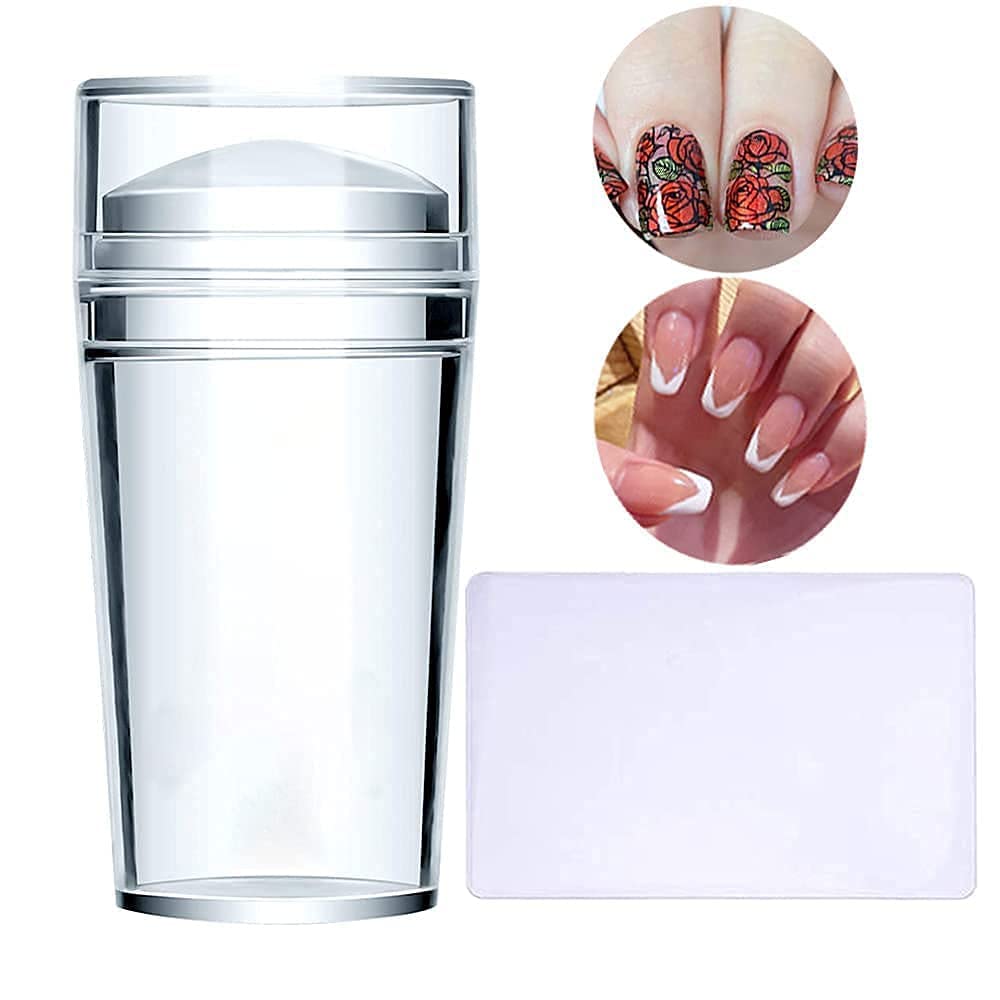 French Tip Nail Stamp Scrapers and Replaceable Stamper Heads DIY Nail Art Tools Transparent Manicure Tools Professional Jelly Silicone Nail Stamper Nail Art for Girl's-image-12