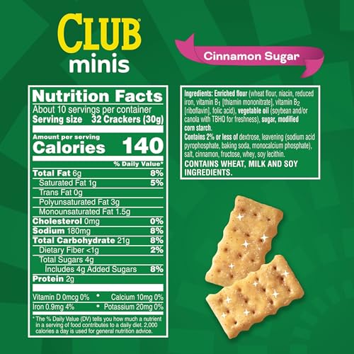 Club Minis Crackers, Spring Snacks, Snack Crackers, Limited Edition, Cinnamon Sugar, 11oz Box (1 Box) (Pack of 2) - image 2