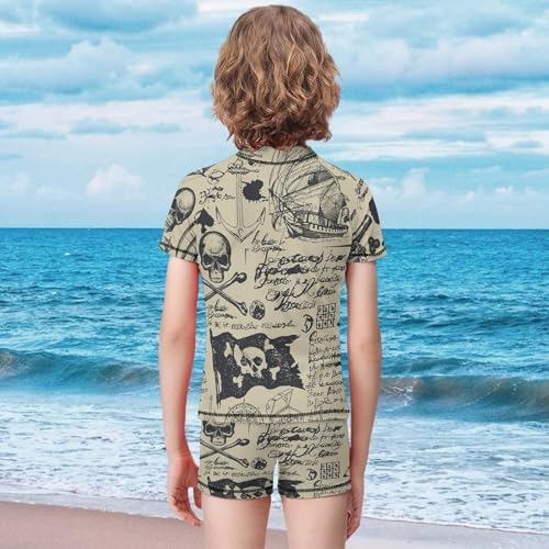 Skulls Crossbones Pirate FlagChildren's Casual Swimsuit Set - Simple and Versatile8-10Y（130cm）2