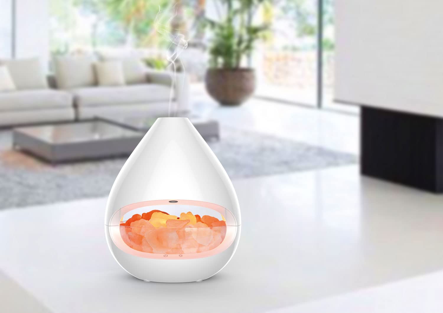 Aroma-Diffuser mit Salzkristall-Leuchte, Luftbefeuchter und Ionisator | Duft- und Salzkristall-Funktion, 2 x Halogenlampen, Für ätherische Öle