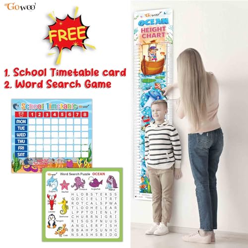 Image of GO WOO Life Cycle Chart and OCEAN HEIGHT CHART | Set of 2 charts 1 Educational + 1 Height Chart | An Interactive Combo for Curious Kids