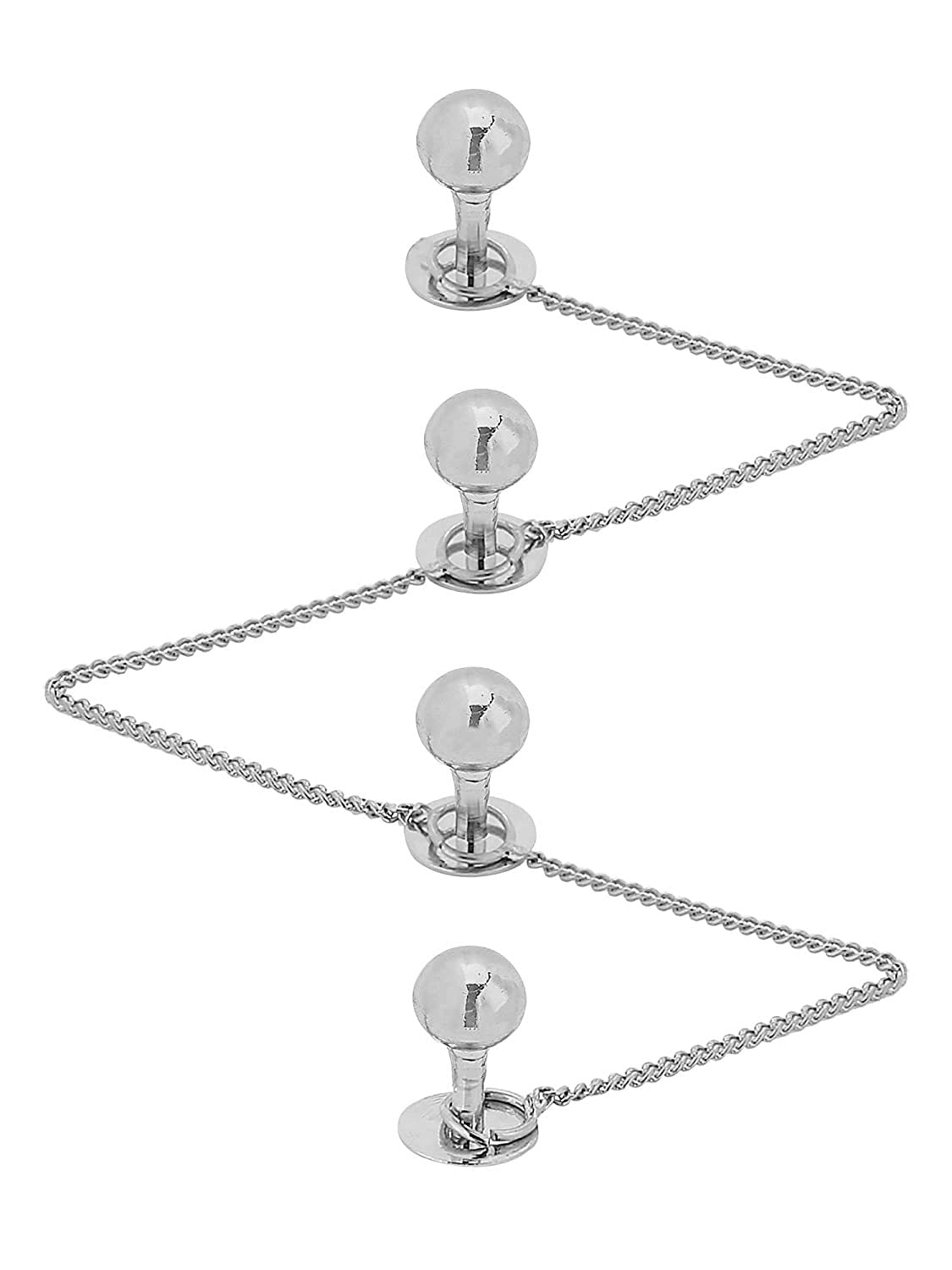 VAMA Fashions Silver Plated White Stone Kurta Buttons Studs Cufflinks with Chain for Men and Women (B09GPNHT8B) Amazon Price History, Amazon Price Tracker