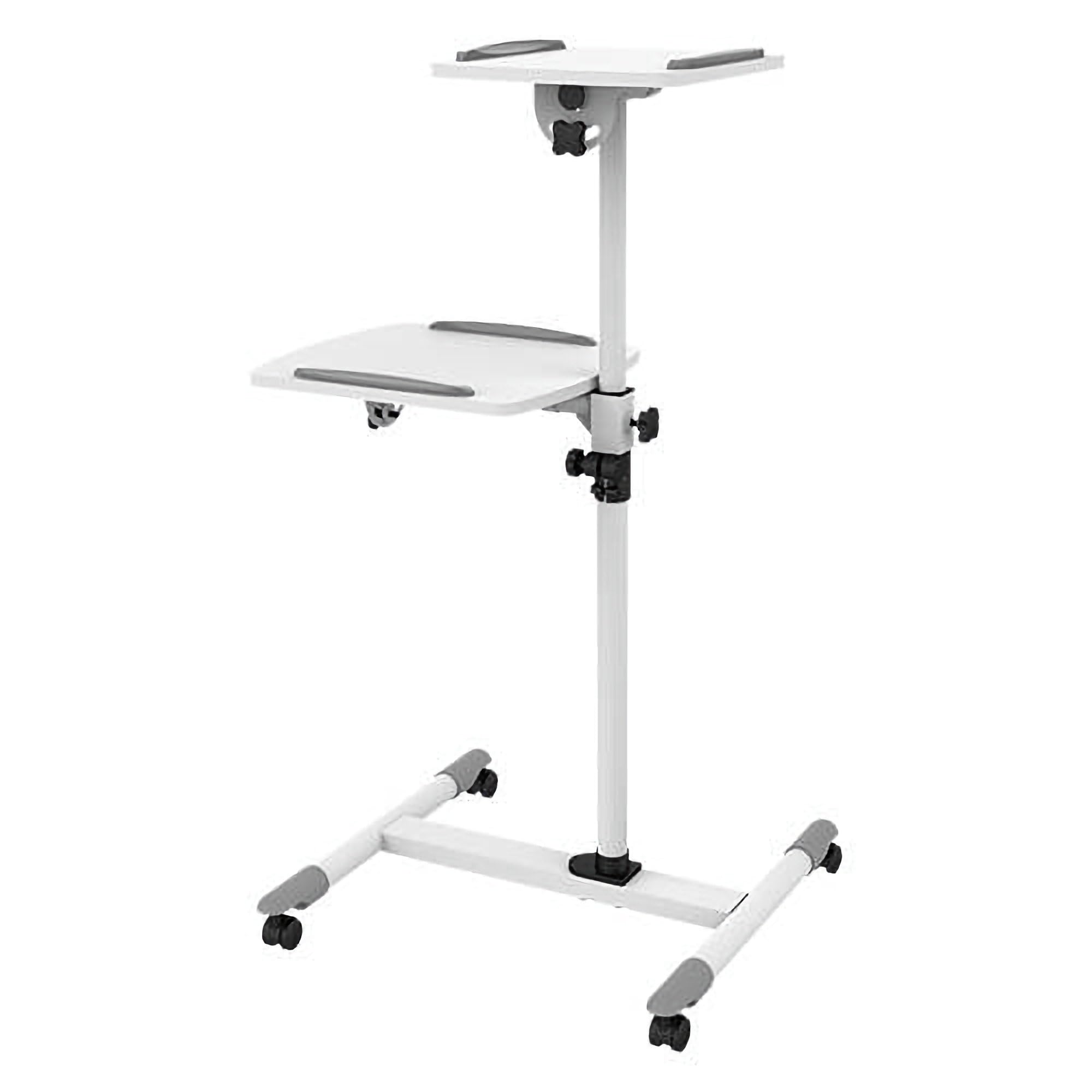 LINK carrello presentazioni LKBR25 supporto proiettore e laptop con due ripiani regolabile altezza 850-1100 mm struttura acciaio e legno ruote bloccabili dimensioni compatte 68,5x49x10 cm