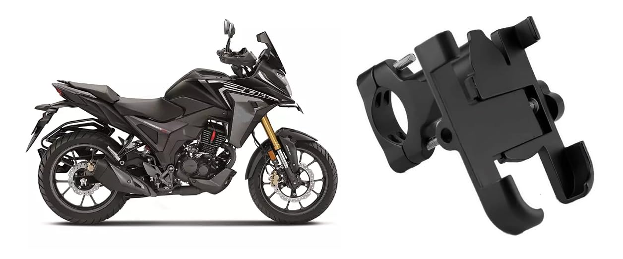Bike Mobile Holder Metal (Aluminium Alloy) | 360° Rotation Handlebar Phone Mount | Anti-Vibration Clamp | Motorcycle & Cycle Mobile Stand Suitable for Honda CB200X 1-picture-27