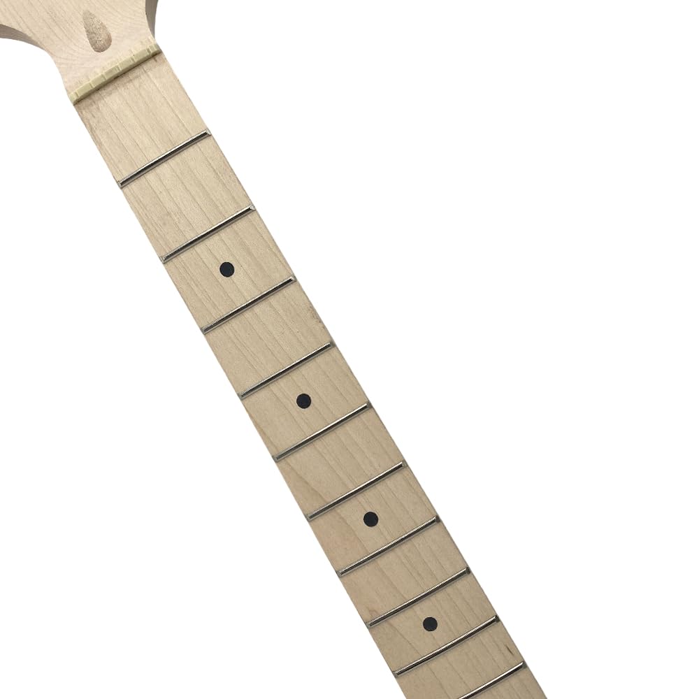 Manico sinistro per chitarra elettrica, 22 tasti 648 mm, in acero, tastiera in palissandro, puntini doppi laterali, dado normale, bullone sul tallone, senza legame
