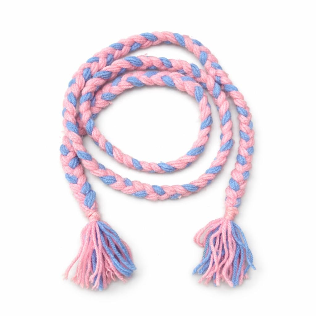 Braided Handmade multipurpose belt, Pink and Blue, Wool Threade Rope with Tassels, weist belt for women for jeans,saree,dress,onepiece,kurti, free suitable for any size-image-2