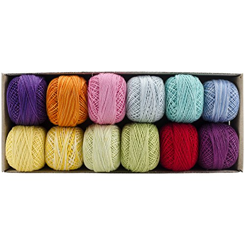 Image of Valdani Pearl Cotton Sz 8 | Rainbow Light | 12 Balls | 73 Yds /Ball | 12-Ball Collection, Hand-Dyed Egyptian Cotton, Colorfast, Size 8 (67m /73 yds, 10g ball), Non-Divisible