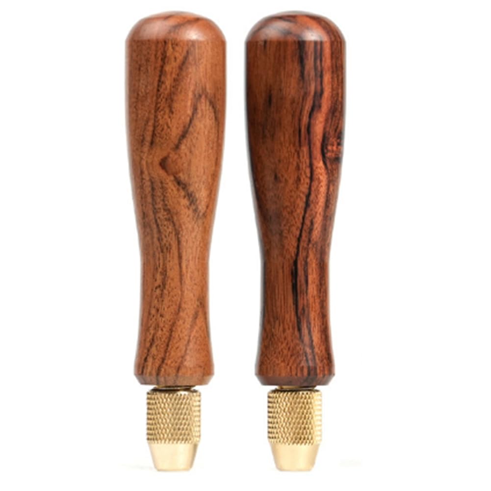 Rersduyt 2pcs Wood File Handle Wooden Handles with Brass Collet Chuck for Small Files with A Tang Diameter of 2.7MM-3MM,3.5-3.8MM