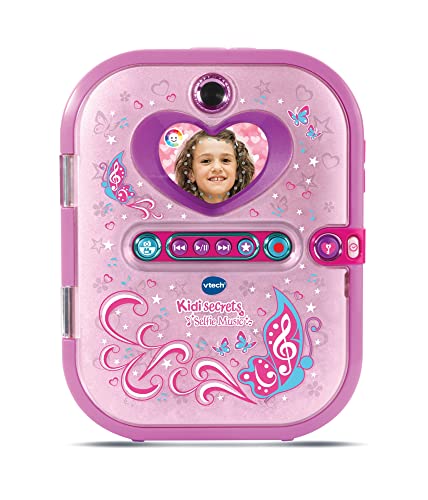VTech - KidiSecrets Selfie Music Rose, Journal Intime Électronique 7 en 1 avec Reconnaissance Faciale, Appareil Photo et Vidéo, Jeux Éducatifs, Cadeau Enfant de 6 Ans à 12 Ans - Contenu en Français