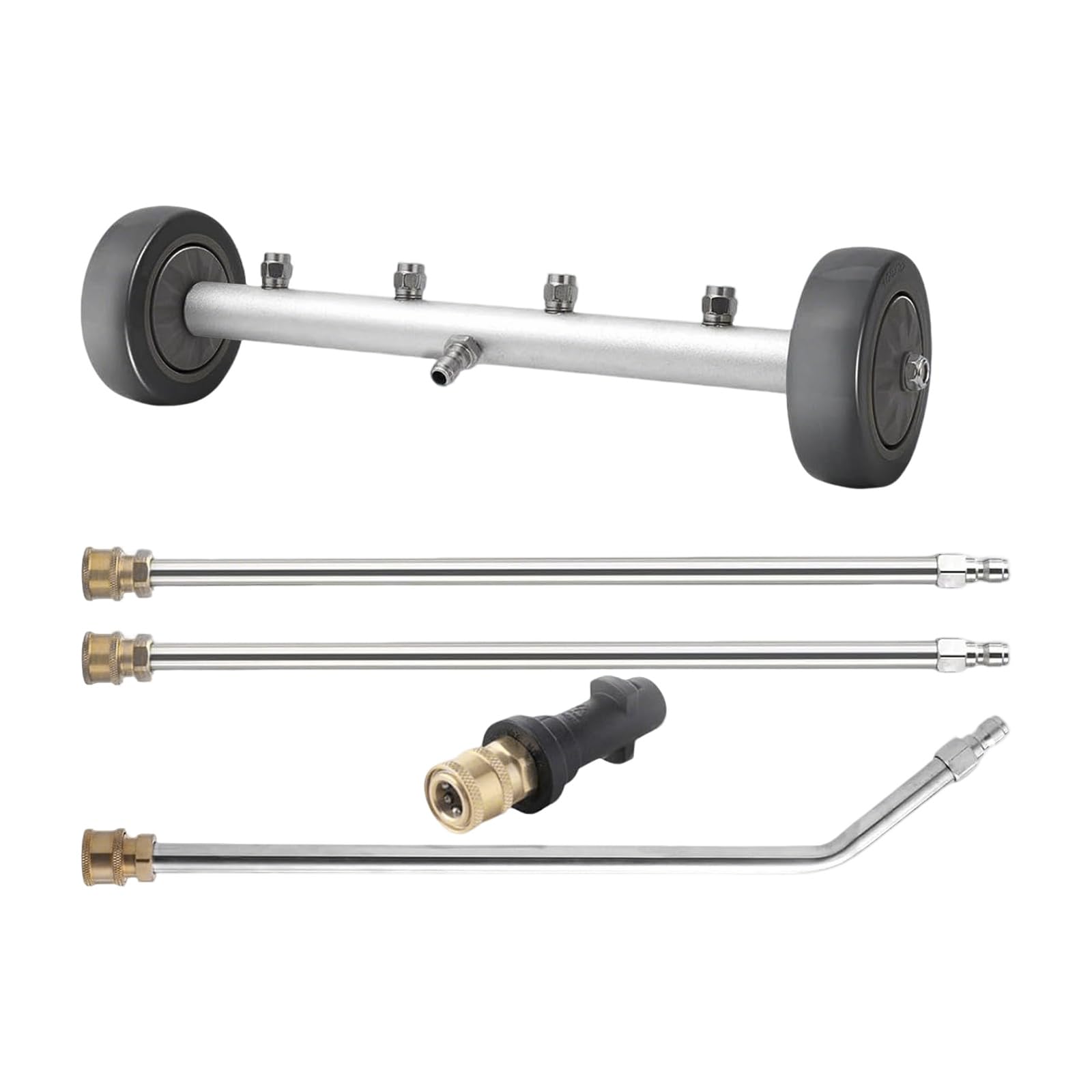 Pulitore sottoscocca per idropulitrice 2 in 1, ugello per telaio e lavapavimenti, per auto, camper, SUV, camion, cortile