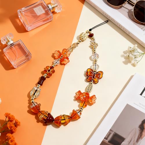 Image of Cute Beaded Camera Wrist Strap for Phone, Digital Camera Charm Lanyard, Pearl Beaded Chain for Bag Keychain Gift