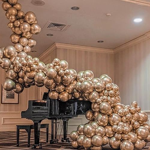 Image of Champagne Gold Balloons 60pcs 5inch Small Metallic Champagne Latex Balloon for Balloon Garland Arch Chrome Champagne Balloons 5'' Round Mini Birthday Party Decoration DIY Engagement Anniversary