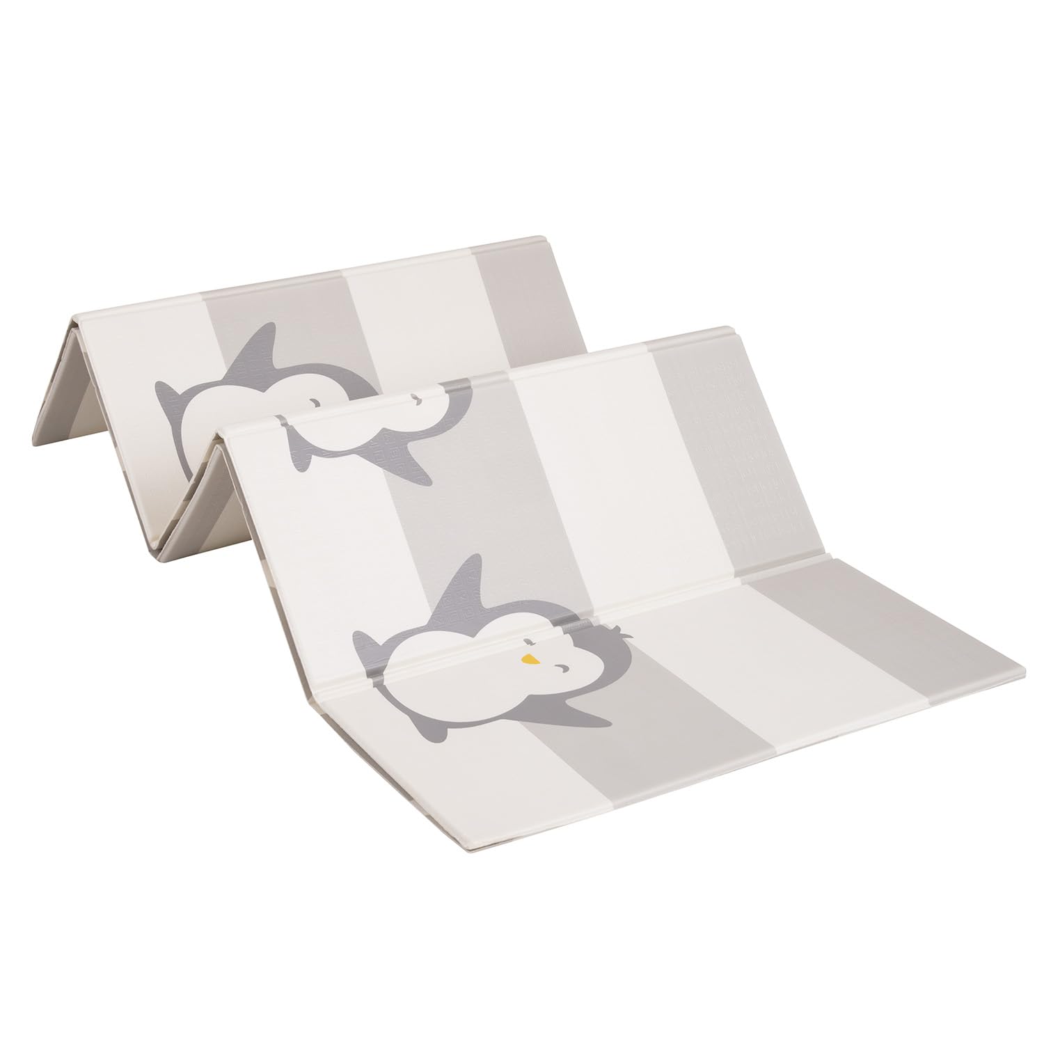 KiddyMoon Tappetino Da Gioco Per Bambini Tappeto Gattonamento In Schiuma Reversibile Pieghevole Tappeto Neonato Impermeabile Con Motivi Educativi Per Interni Ed Esterni 180X200x1cm, Bianco-Pinguino