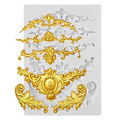 ElevateTech Silicone Molds, Lace Embossed Border Scrollworks Lace Filigree Sculpted Scroll DIY Art Craft Decoration for Polyclay Clay Plaster Cake Baking
