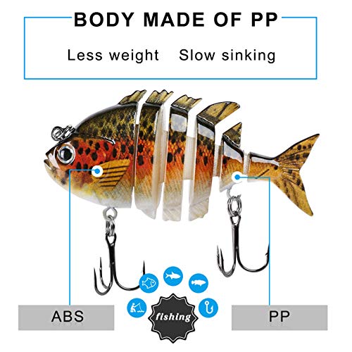 Rose Kuli Fishing Lures for Bass Multi Jointed Swimbaits Slow Sinking Fishing Bait Kit Lifelike for Freshwater Saltwater - Thumbnail 2