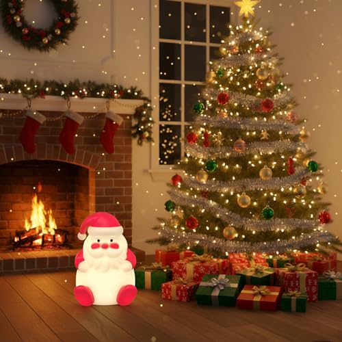Image of Christmas Santa Claus Silicon Night Light, 3 Level Dimmable Bedside Touch Lamp, 7 Colour Changing Light, Rechargeable Lamp for Baby and Toddler for Boys, Girls and Children or Kids