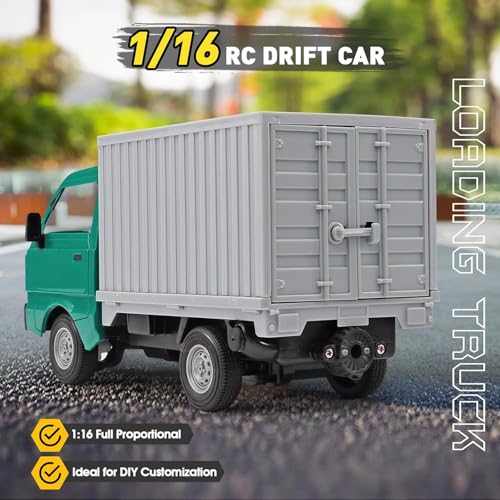 Image of RC Car 1 /16 RC Drift Car RTR Remote Control Racing Pickup Truck 2WD Truck Drift Crawler Off Road 2.4G with Spray Music and Light Vehicle Hobby Grade Toy Model for Kids and Adult (A-Green)