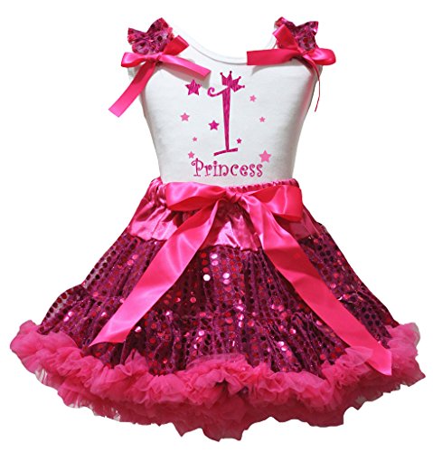 Conjunto de falda con lentejuelas brillantes y camisa blanca cómoda para niña de 1-8 años