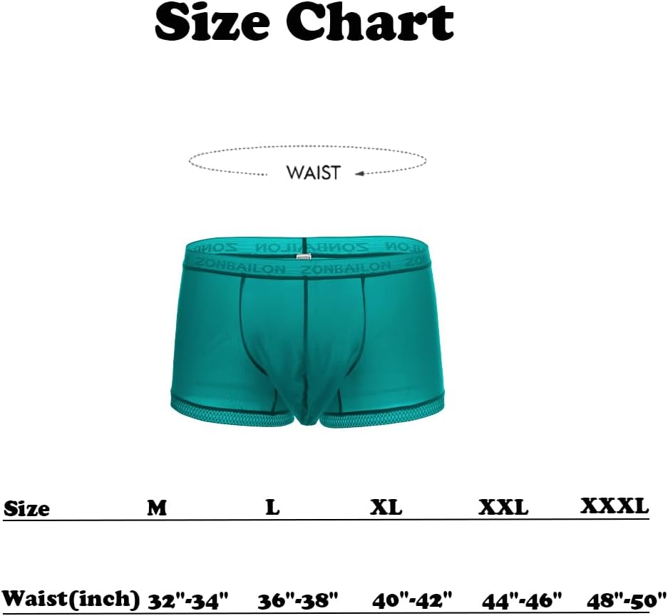 ZONBAILON Breathable Ice Silk Men's Boxer Briefs See-Through Underwear Trunk Transparent Stretch - Image 6